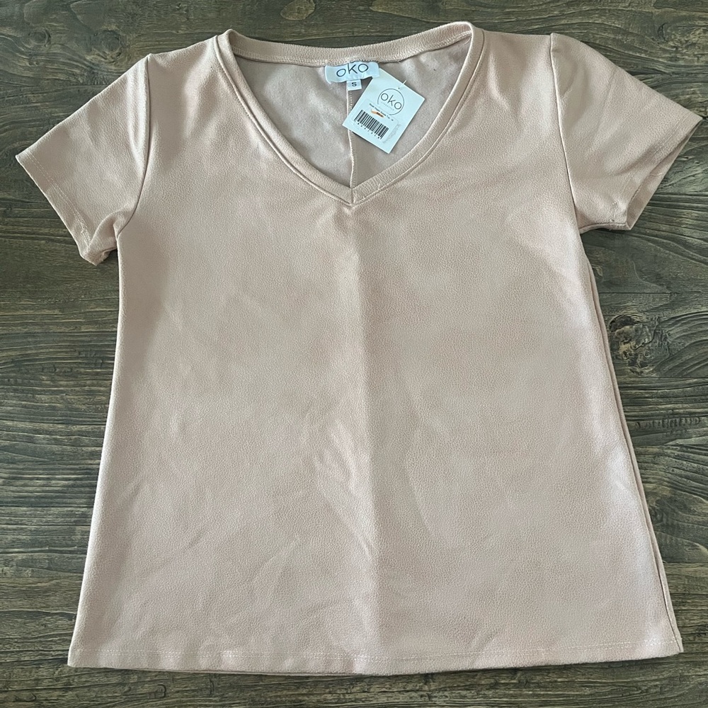 Vegan Suede top- Fits size S-M; color is Blush